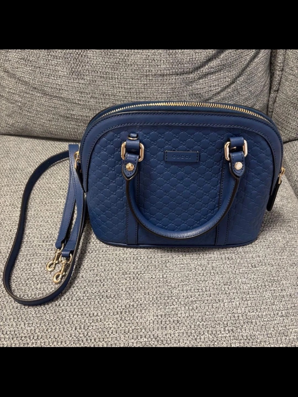Gucci Navy Quilted Leather Crossbody Satchel